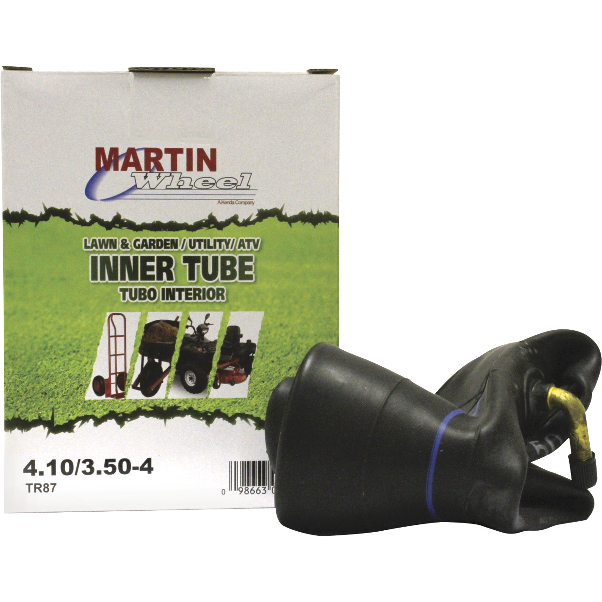 Martin Wheel Inner Tube with Bent Valve, 410/350-4in., Model# T354K